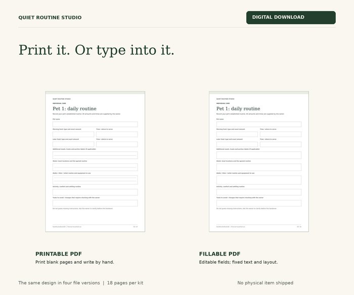 Pet Sitter Instructions Printable, preview 4